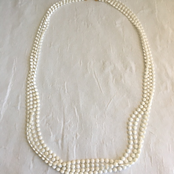 Vintage White Bead Multi Strand Necklace - Picture 2 of 6